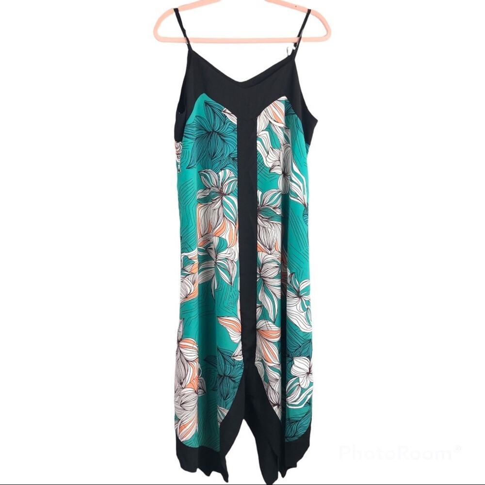 Zia Floral Dress tropical print green and black